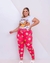Pijama Longo Plus Size de calça e camiseta feminino