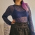 Blusa/camisón azul floral transparente - tienda en línea