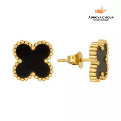 Brinco Trevo Preto - Banho de ouro 18k. - comprar online