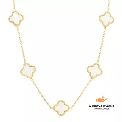 Colar Trevo Branco - Banho de ouro 18k. - comprar online