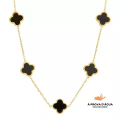 Colar Trevo Preto- Banho de ouro 18k. - comprar online