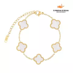 Pulseira Trevo Branco - Banho de ouro 18k. - comprar online