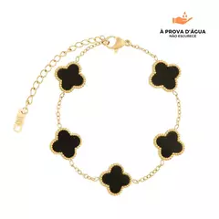 Pulseira Trevo Preto - Banho de ouro 18k. - comprar online