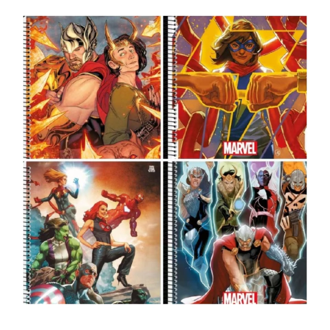 CADERNO UNIVERSITÁRIO ESPIRAL 1 MATÉRIA MARVEL 80 FOLHAS - ANIMATIVA