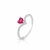 Anel com Zircônia Coração Rosa Prata 925 - TAM.20