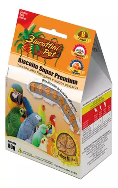 BISCOITO PREMIUM PARA PAPAGAIOS E ARARAS BISCOTTINI - 80G
