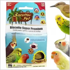 BISCOITO PREMIUM PARA AVES - CALOPSITAS, PERIQUITOS, AGAPÓRNIS - 80G