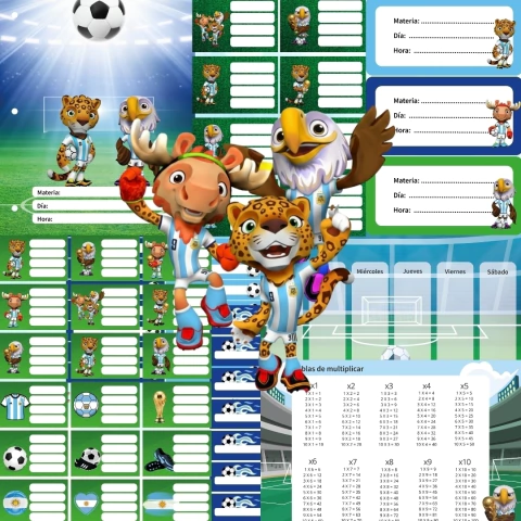 Kit imprimible escolar Mascotas Mundial de Fútbol 2026 - Argentina - comprar online