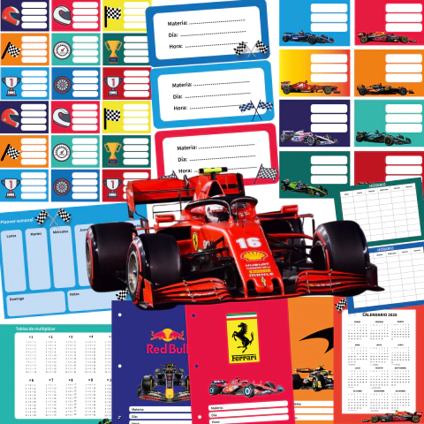 Kit imprimible escolar F1 Fórmula 1 - comprar online