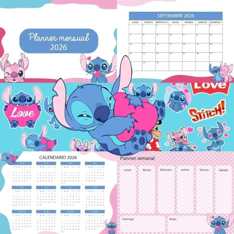 Kit imprimible Calendarios Planificadores 2026 - Stitch - comprar online