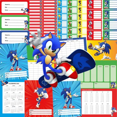 Kit imprimible escolar Sonic - comprar online
