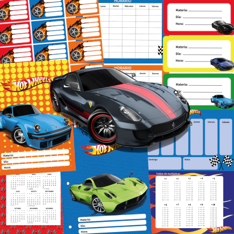 Kit imprimible escolar Hot Wheels - comprar online