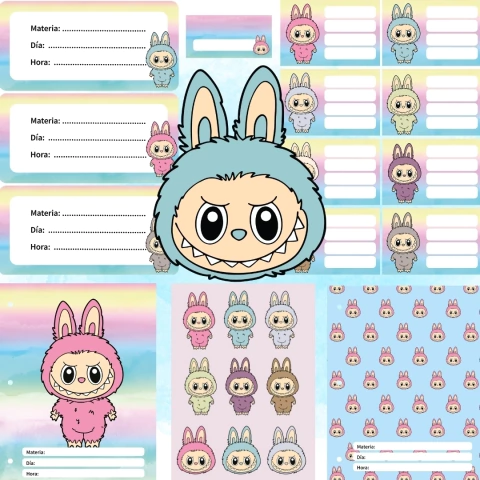 Kit imprimible escolar Labubu - Modelo 1 - comprar online