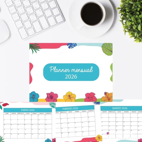 Kit imprimible Calendarios Planificadores 2026 - Modelo 4 (color azul)