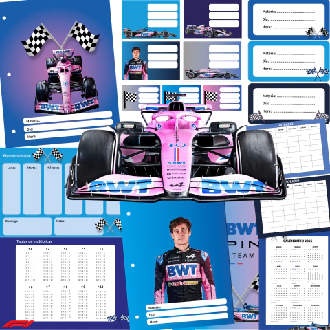 Kit imprimible escolar Fórmula 1 Alpine F1 Team Colapinto - comprar online