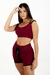 Short Cintura Alta com Cardaço Fake + Cropped Marsala Alça Dupla Conjunto Fitness | REF: CCA7 - loja online