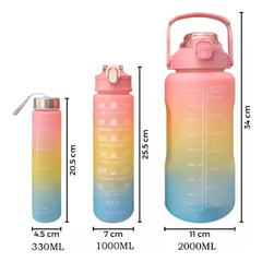 Set 3 Termo Botella Motivacional Con St