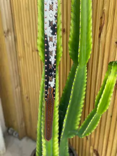 Cinto Couro e Pelo Bovino Preto e Branco - ranchomodacountry