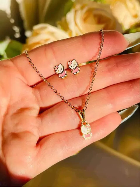 Kit Infantil Colar e Brinco (tarraxinha baby) Hello Kity - comprar online