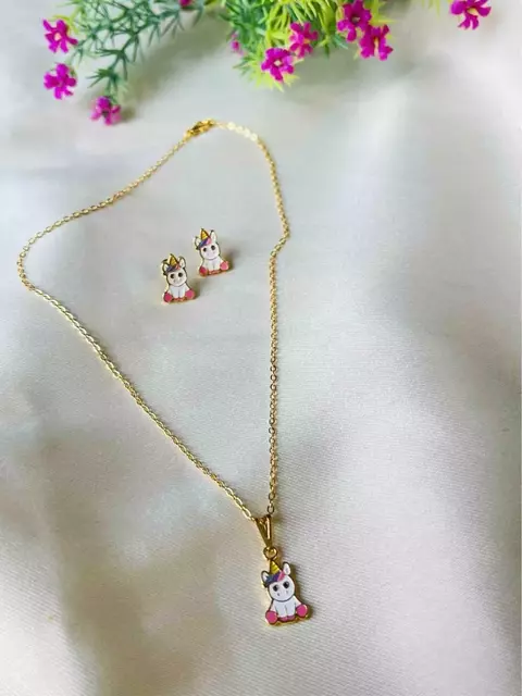 Kit Infantil Unicórnio Fofinho Folheado a Ouro 18K - comprar online