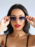 Óculos de Sol Hexagonal Prata Azul Degradê - Fortuna Sunglasses | Óculos de Sol Femininos de Qualidade 
