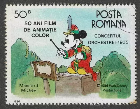 Romênia, 50 Ban (Disney - 50 Anos da primeira animação colorida) - 1986