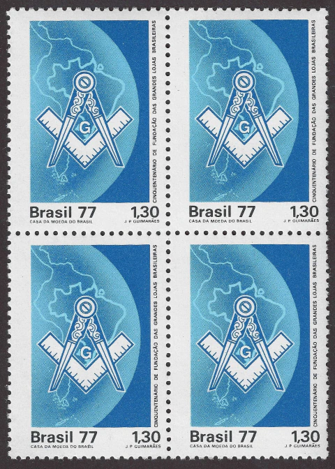 [Quadra] Brasil, 1,30 Cruzeiros (Cinquentenário das Grandes Lojas Brasileiras) - 1977
