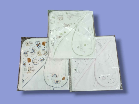 MANTA Y BABERO CON PICOT