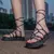 Sandálias femininas GuGi Gladiator Style com cadarço na perna 904-GG - comprar online