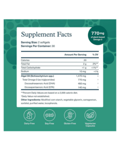 Omega Ocean Friendly. Informacion de etiqueta nutricional