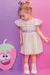 Vestido Sarja com Estampa de Listrada e Babados Kukiê