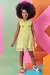 Vestido Tricoline com Flores Bordadas e Saia de Tule Verde Kukiê