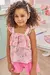 Conjunto Blusa Chiffon de Ursinhos e Flores com Shorts de Sarja Rosa Infanti