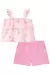 Conjunto Blusa Chiffon de Ursinhos e Flores com Shorts de Sarja Rosa Infanti - comprar online