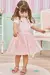 Conjunto Body e Salopete Rosa com Tule Infanti