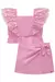 Conjunto de Blusa de Tule de Corações e Saia Transpassada com Laço Kukiê - Encanto Bambini