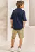 Conjunto Bata em Meia Malha Azul Marinho e Bermuda em Linho Panamá Johnny Fox - comprar online