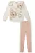 Conjunto de Blusa Manga Longa em Cotton com Estampa de Urso e Calça Legging em Fly Tech Rosa - Infanti