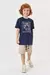 Conjunto de Camiseta Estampada Azul Marinho e Bermuda em Moletom sem Pelúcia Off White - Menino - Lucboo