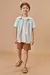 Conjunto de Camisa em Linho Deluxe Verde Claro e Bermuda em Sarja Marrom - Menino - Lucboo