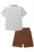 Conjunto de Camisa em Linho Deluxe Verde Claro e Bermuda em Sarja Marrom - Menino - Lucboo