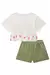 Conjunto de Blusa Estampa Urso e Coala e Shorts de Sarja Verde Menina - Kukiê