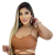 Short Feminino Malha Marrom Listrado AJustável com Top - loja online
