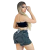 Short Feminino Malha Preto Listrado AJustável com Top na internet