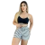 Short Feminino Malha Branco Listrado AJustável com Top
