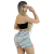 Short Feminino Malha Branco Listrado AJustável com Top na internet
