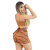 Short Feminino Malha Marrom Listrado AJustável com Top na internet