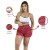Imagem do Short Feminino Malha Vermelho Listrado AJustável com Top