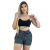 Short Feminino Malha Preto Listrado AJustável com Top