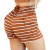 Short Feminino Malha Marrom Listrado AJustável com Top - Promoção Certa
